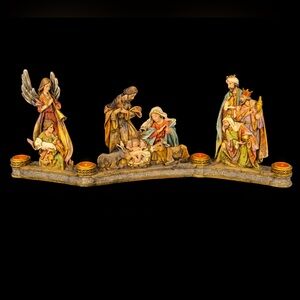 Holy Nativity Scene Advent Wreath Candle Holder Christmas Decor 17”